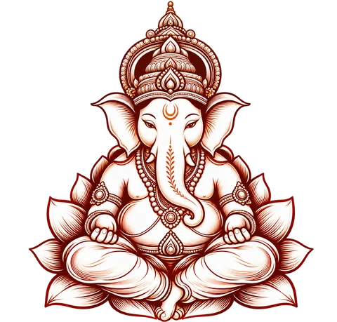 Lord Ganesha seated on a lotus